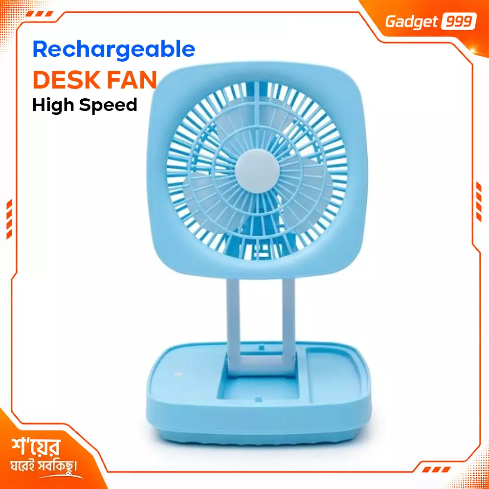 JK-F666 Rechargeable Folding Desk Fan with LED Light